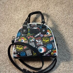 NWOT Von Dutch Mini Bowling Bag Black Multicolor Flying Eyeball Y2K Crossbody